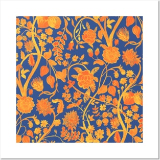 Chinese Orange Floral Pattern - Hong Kong Summer Flowers Posters and Art